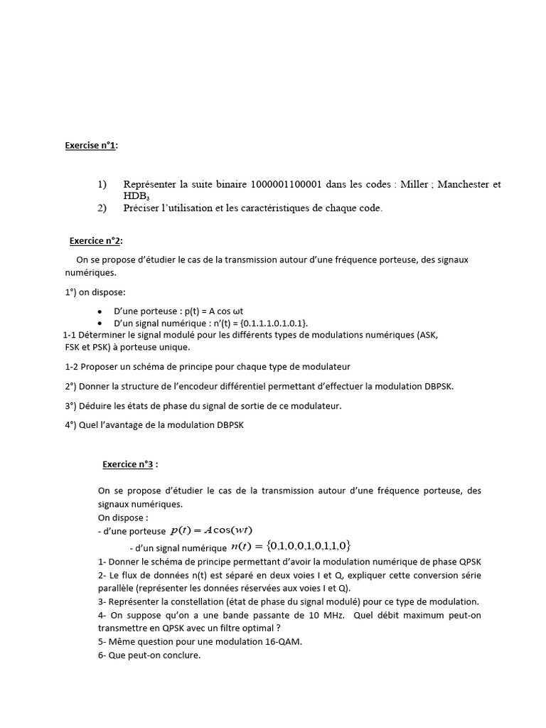 Codes de modulation et transmission numérique | PDF | Modulation | Radio