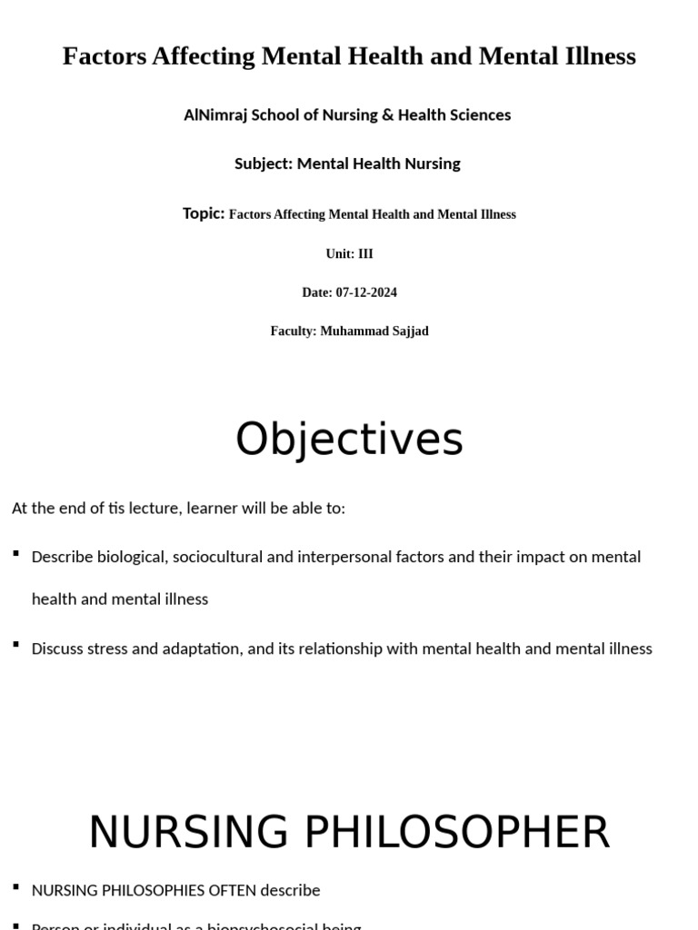 Factors Influencing Mental Health | PDF | Stress (Biology) | Mental Health