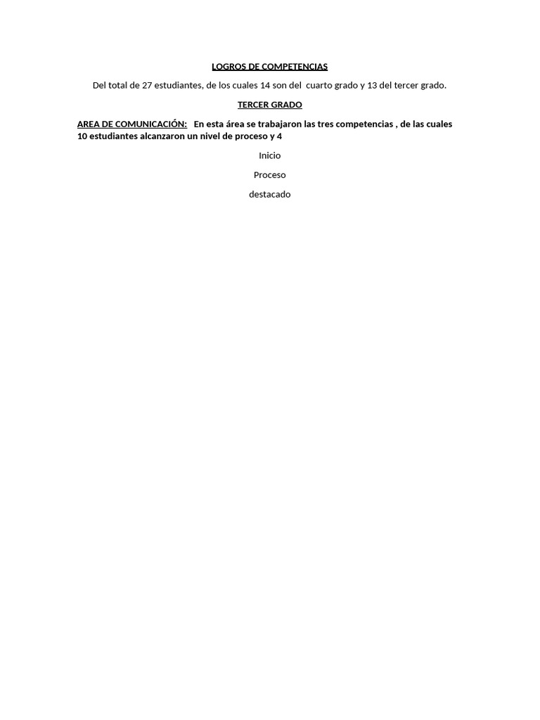 Logros de Competencias en Estudiantes | PDF
