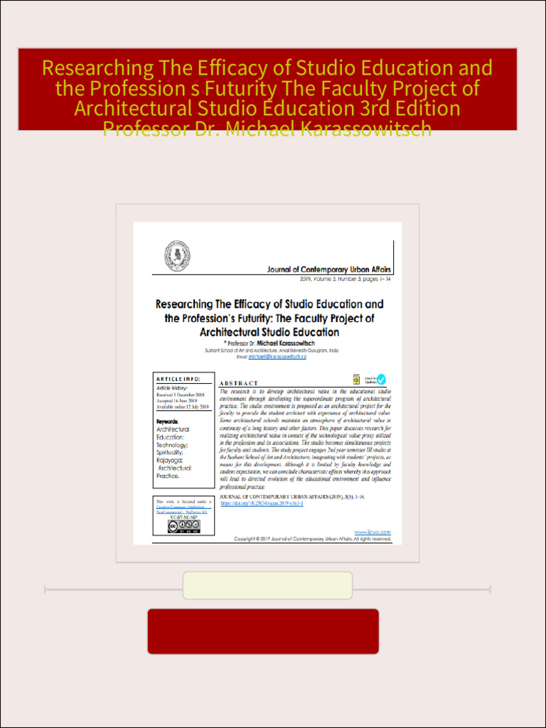 Complete Download Researching The Efficacy of Studio Education and the ...