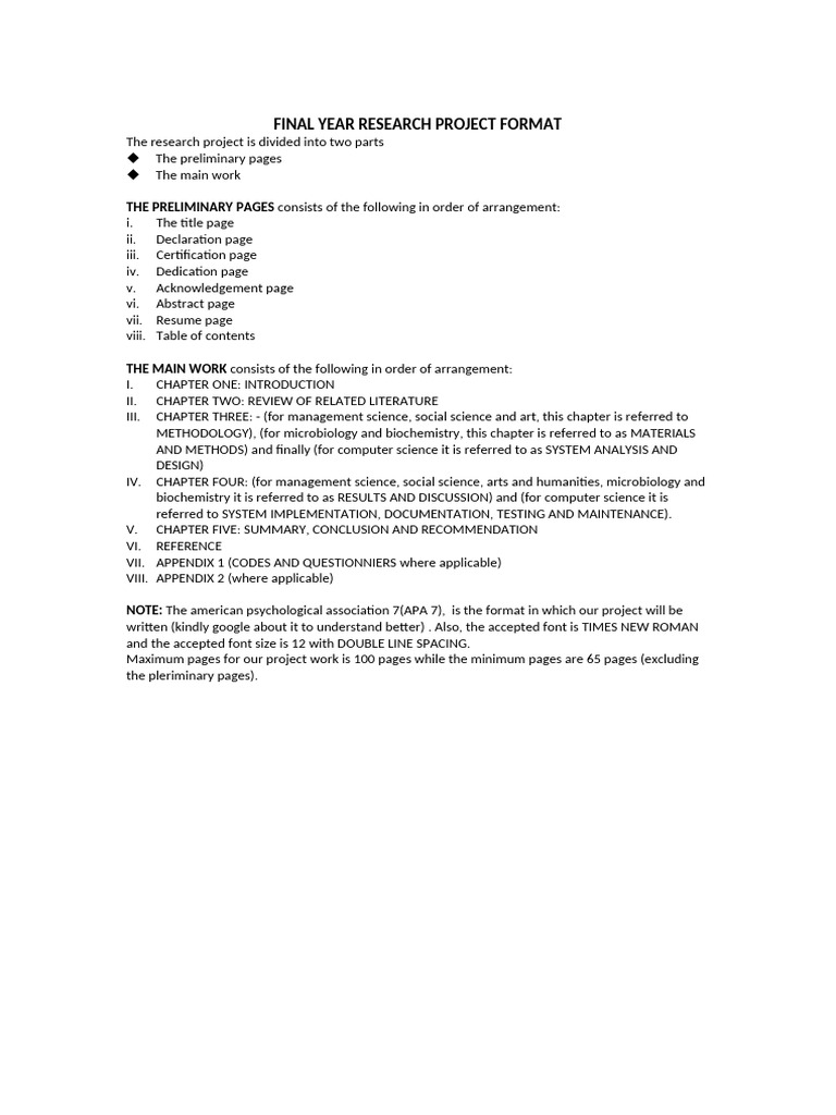 Final Year Research Project Format | PDF
