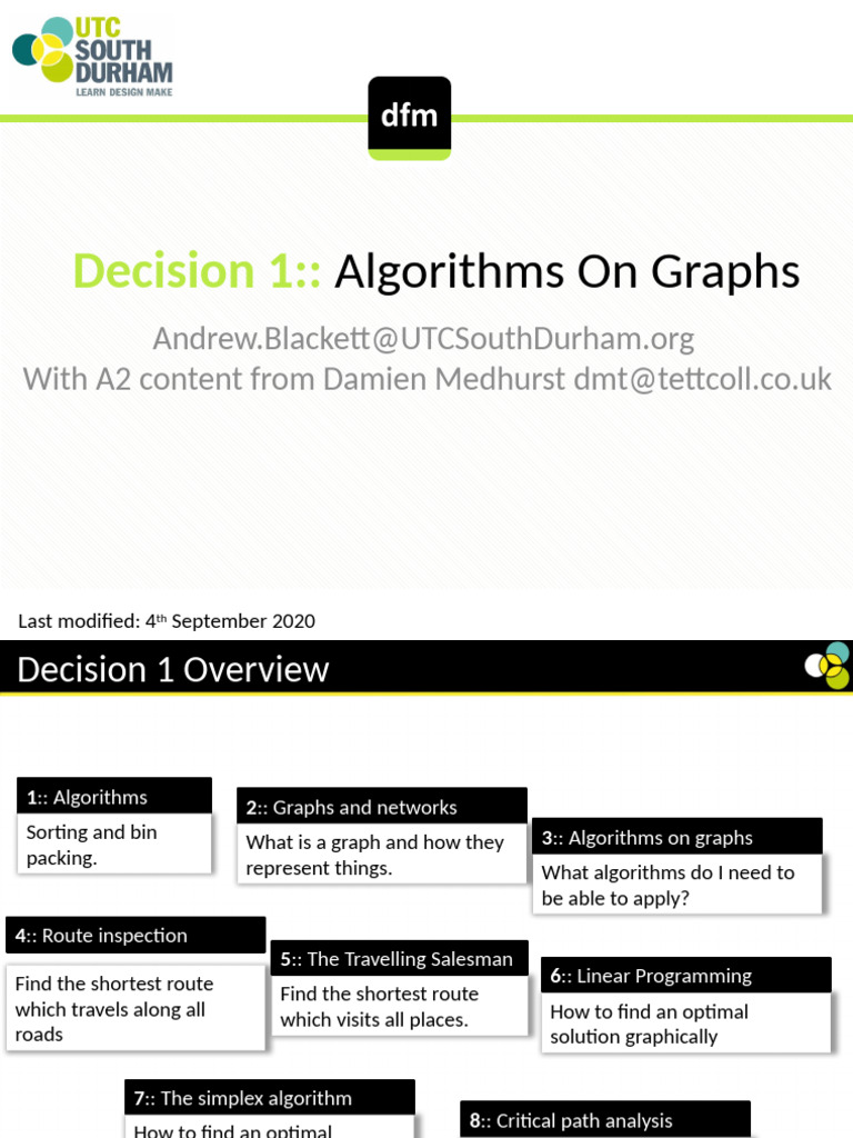 Decision Maths 1 Chapter 3 Algorithms on Graphs (including Floyd A2 ...
