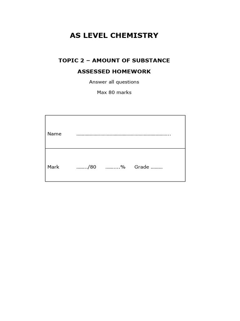 Topic 2 Assessed Homework | PDF | Acid | Nitric Acid
