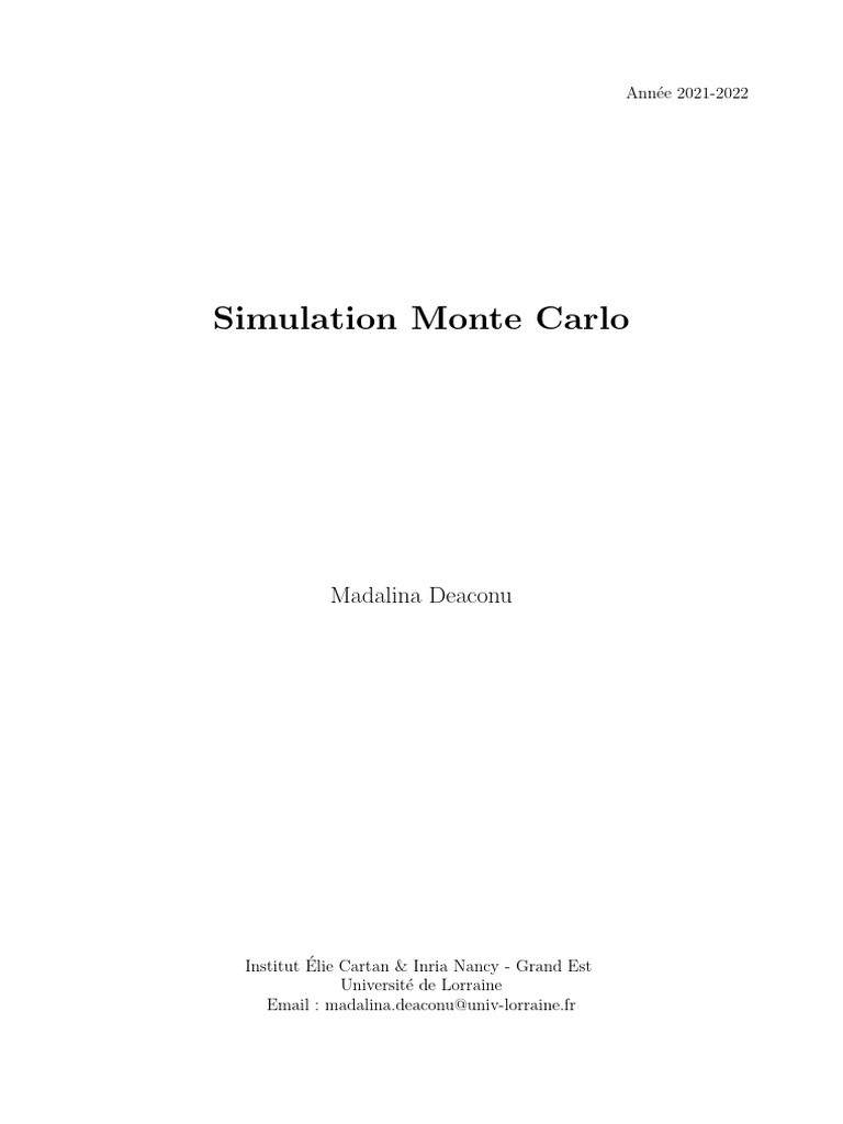 Simulation de Monte Carlo et lois uniformes | PDF | Méthode de Monte ...