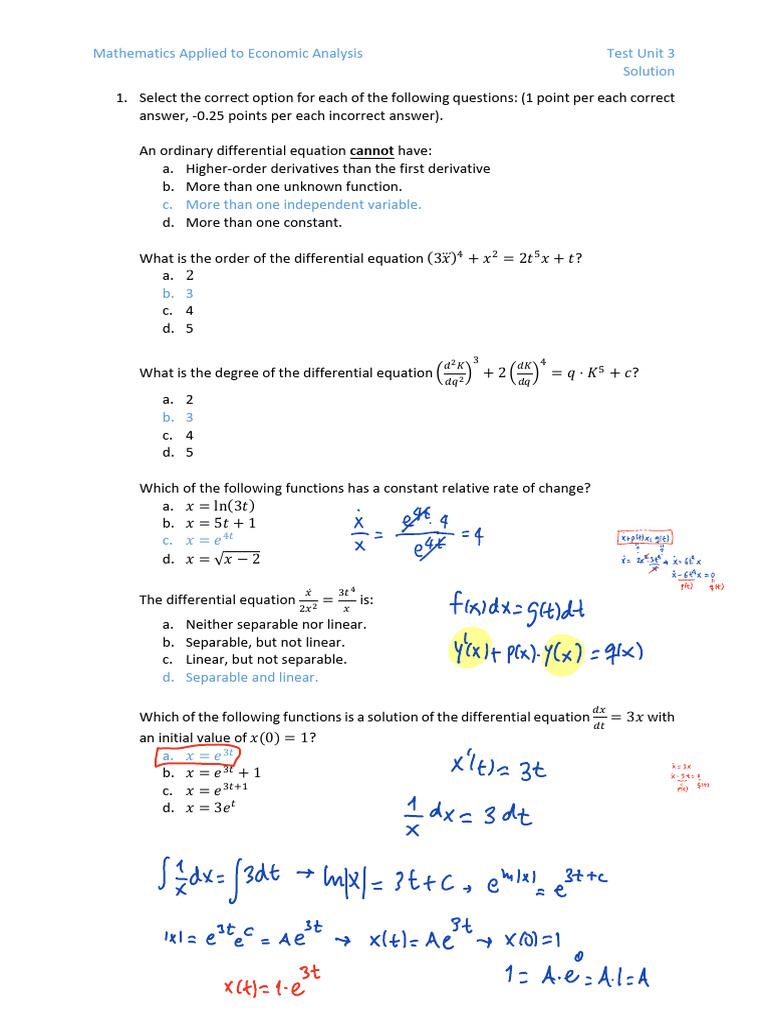 2023-24 MATEA GEL Test Unit 3 Solutions | PDF | Equations | Algebra