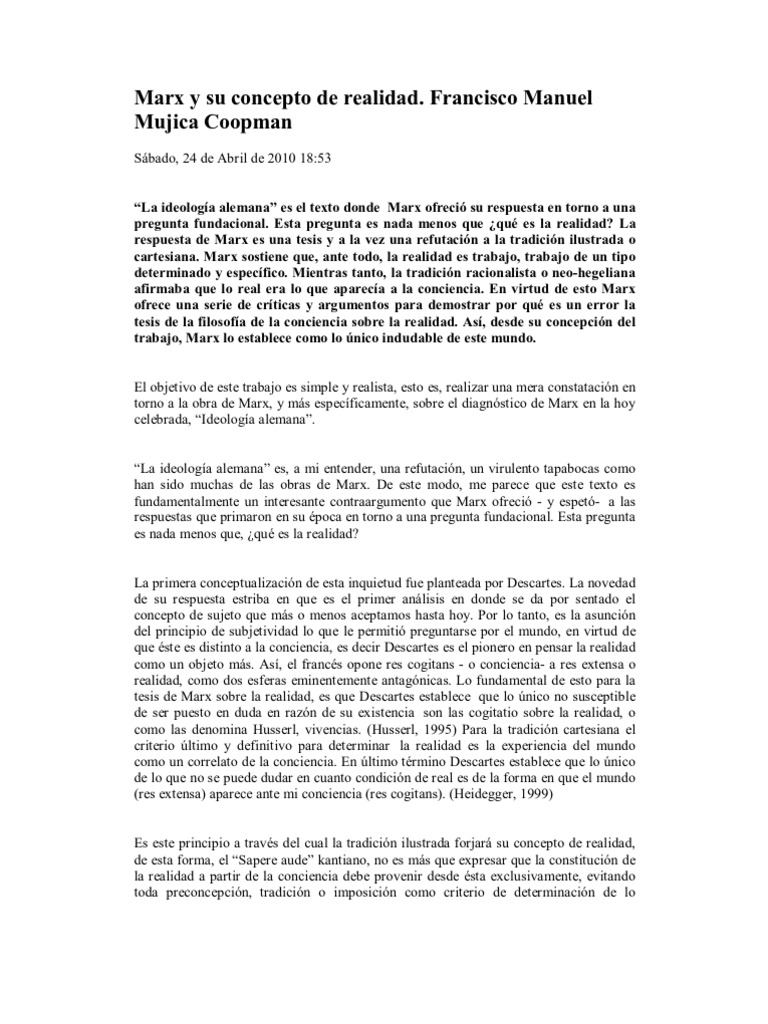 Marx y su impacto en la teoría social | PDF | Realidad | Karl Marx