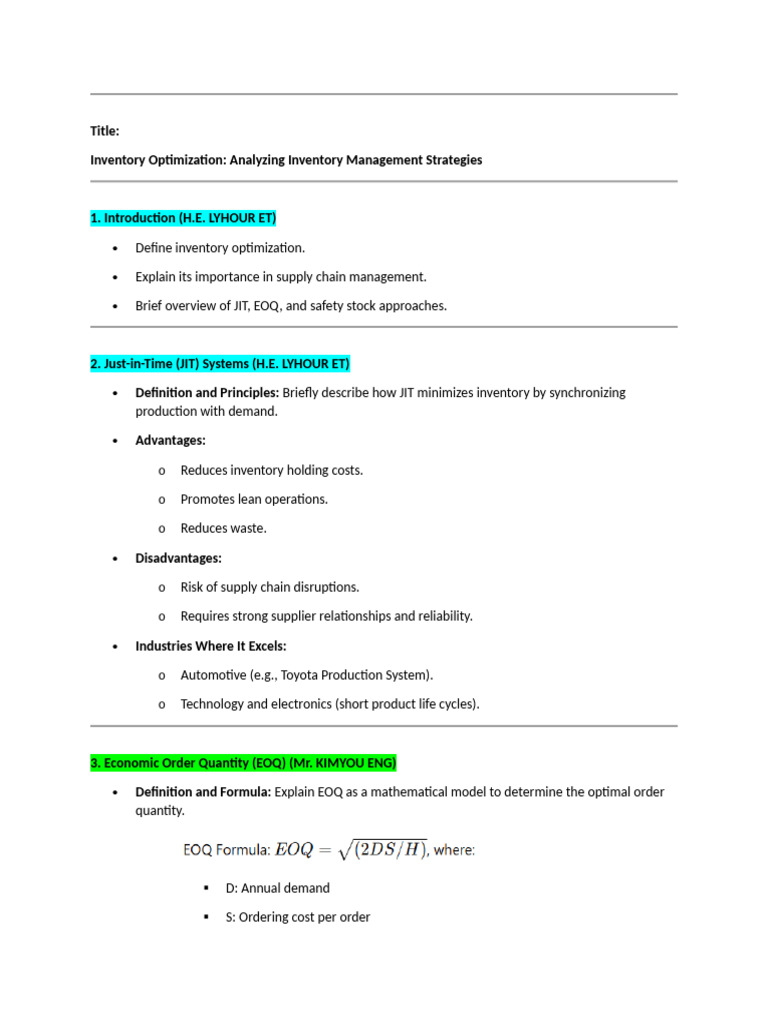 Project Planning | PDF | Lean Manufacturing | Inventory