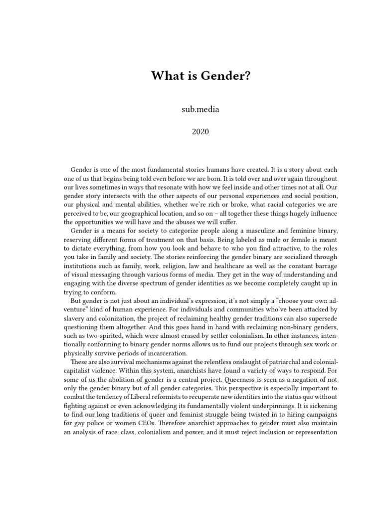 Sub Media What Is Gender | PDF | Gender | Gender Studies