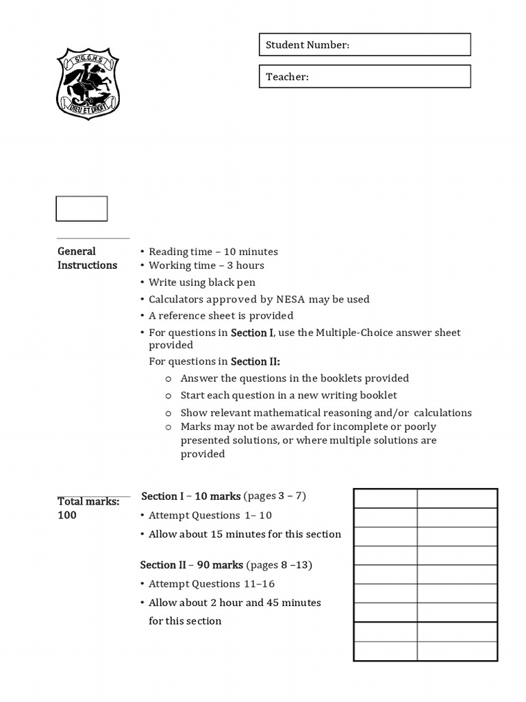 ST George Girls 2024 4U Trials & Solutions | PDF | Mathematics | Algebra