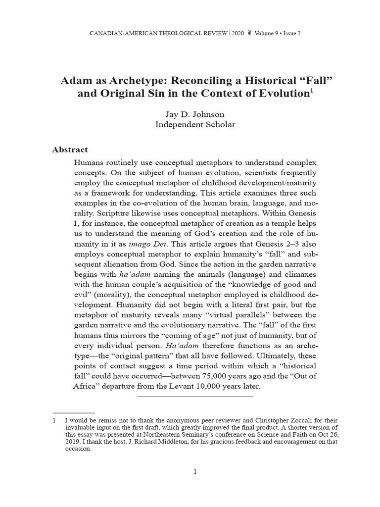 Adam As Archetype Reconciling A Historic | PDF | Prefrontal Cortex | Human