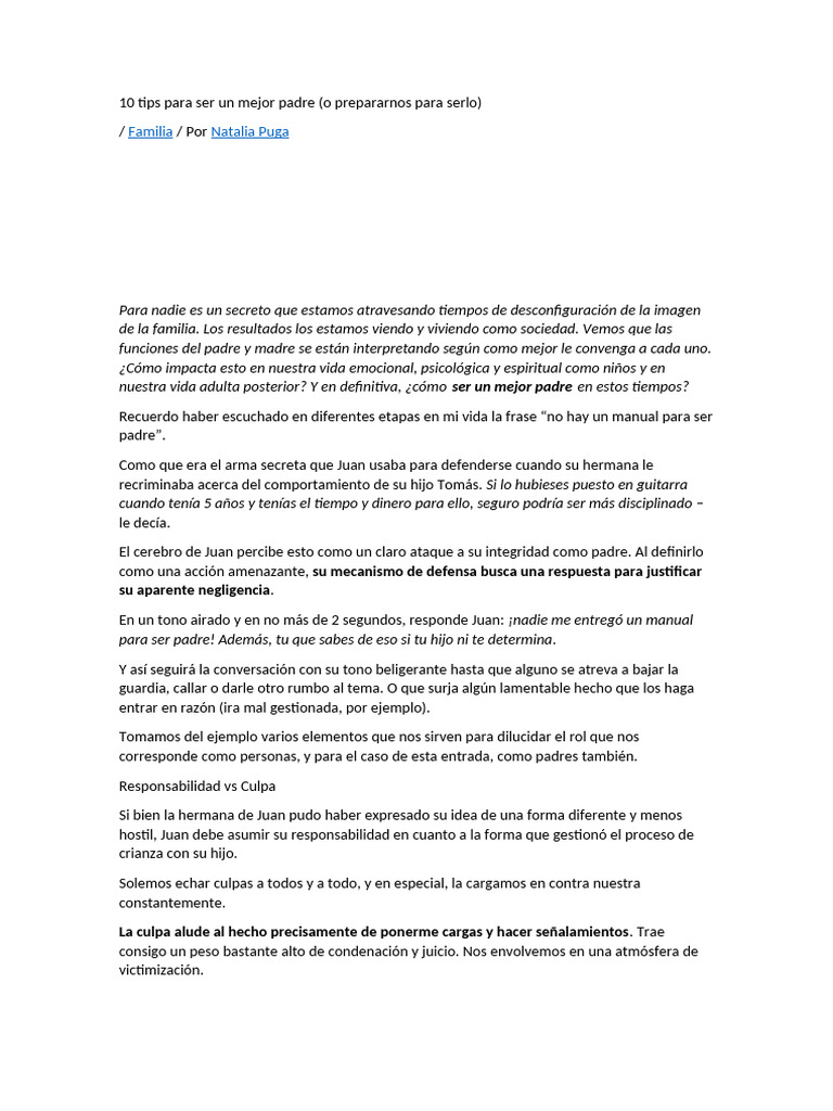 10 Consejos para Ser un Mejor Padre | PDF | Amor | Las emociones