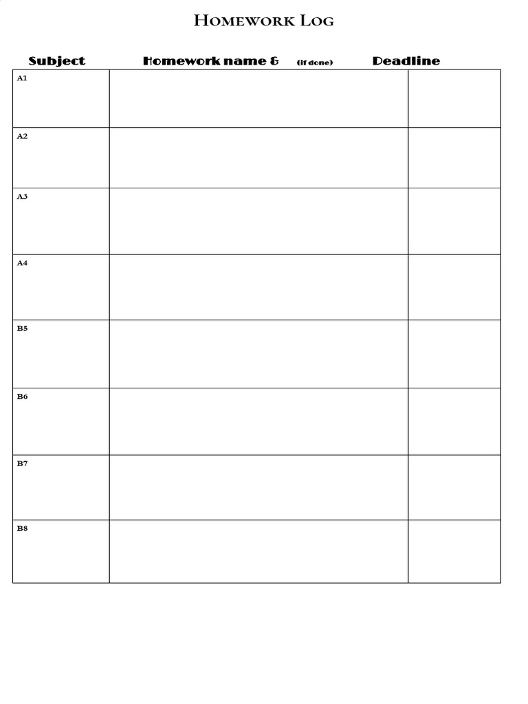 Homework Log | PDF