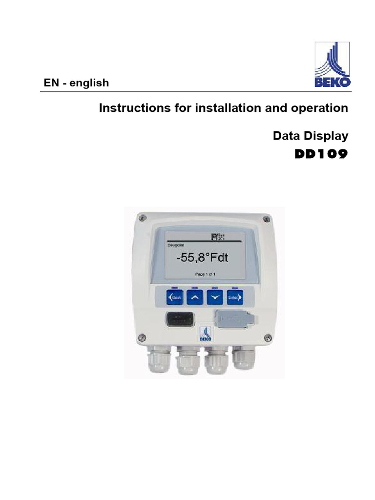 DD109 Data Display Installation Guide | PDF | Sensor | Electrical ...