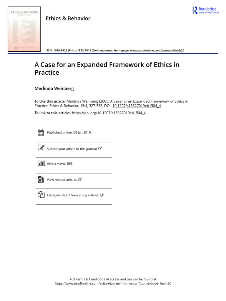 A Case For An Expanded Framework of Ethics in Practice | PDF ...
