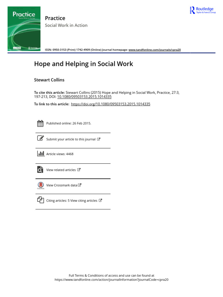 Hope's Role in Social Work Practice | PDF | Hope | Social Work
