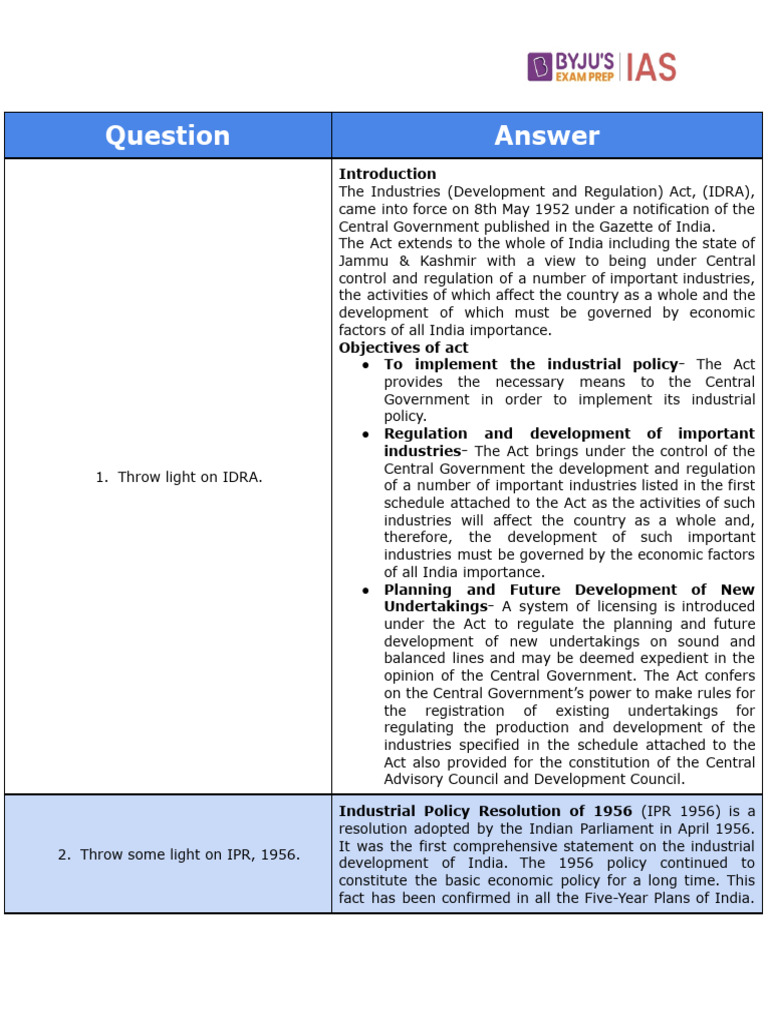 Industry Byjus Ias Economy Notes | PDF | Privatization | Economies
