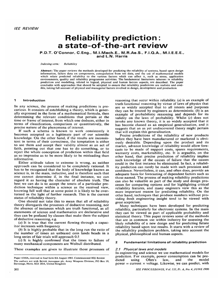 Reliability Prediction Review | PDF | Reliability Engineering | Argument