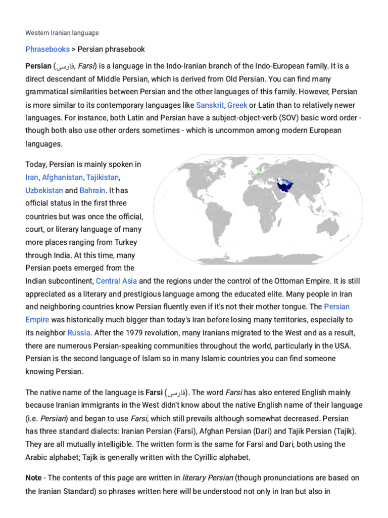 Persian Language Basics and Phrasebook | PDF | Persian Language | Syllable