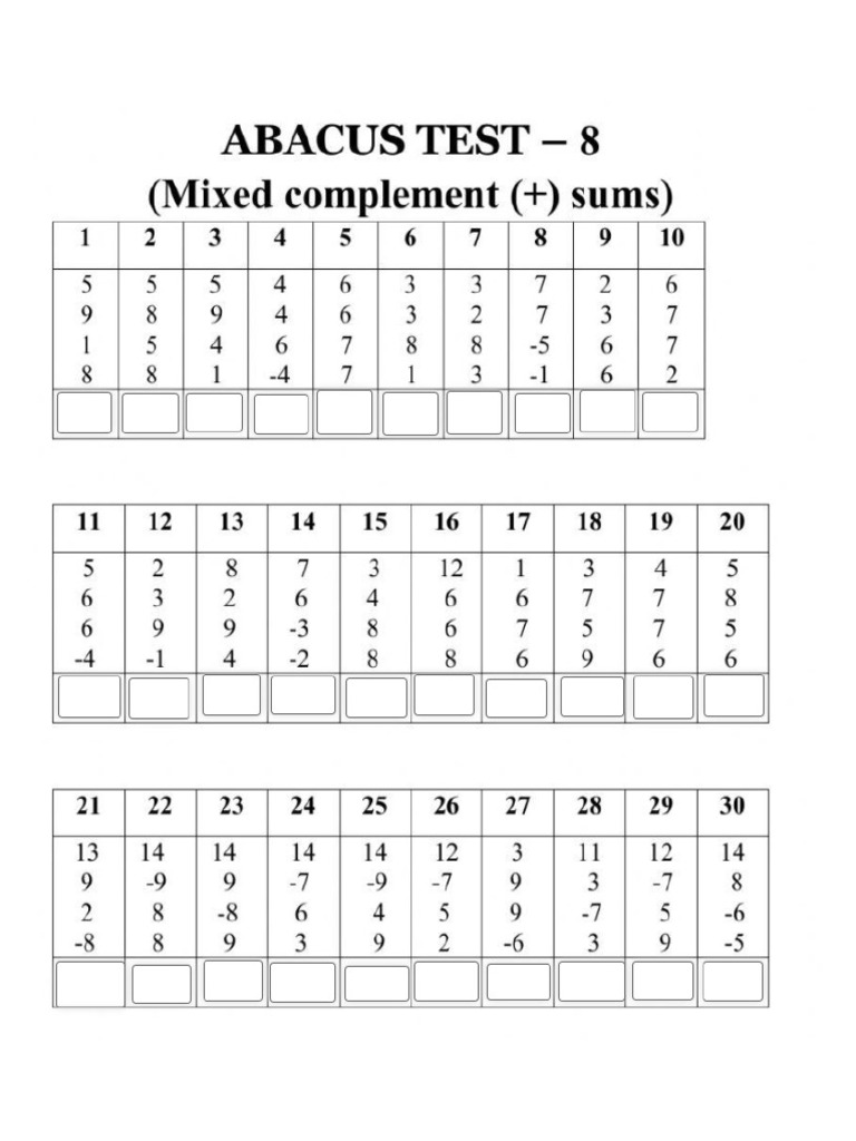 Abacus Test 8 Mixed Sums | PDF