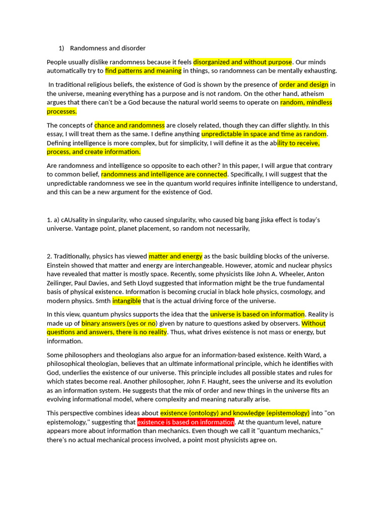 Randomness and Disorder and The Big Ole Man | PDF | Randomness ...