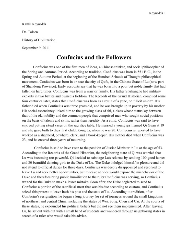 essay about confucianism