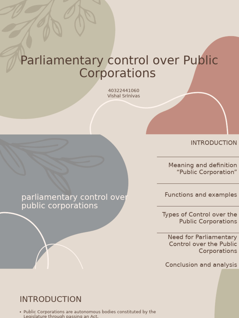 Parliamentary Control of Public Corporations | PDF | Corporations ...