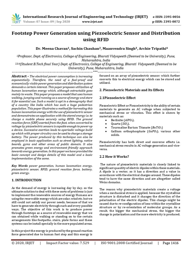 Footstep Power Generation System | PDF | Piezoelectricity | Radio ...