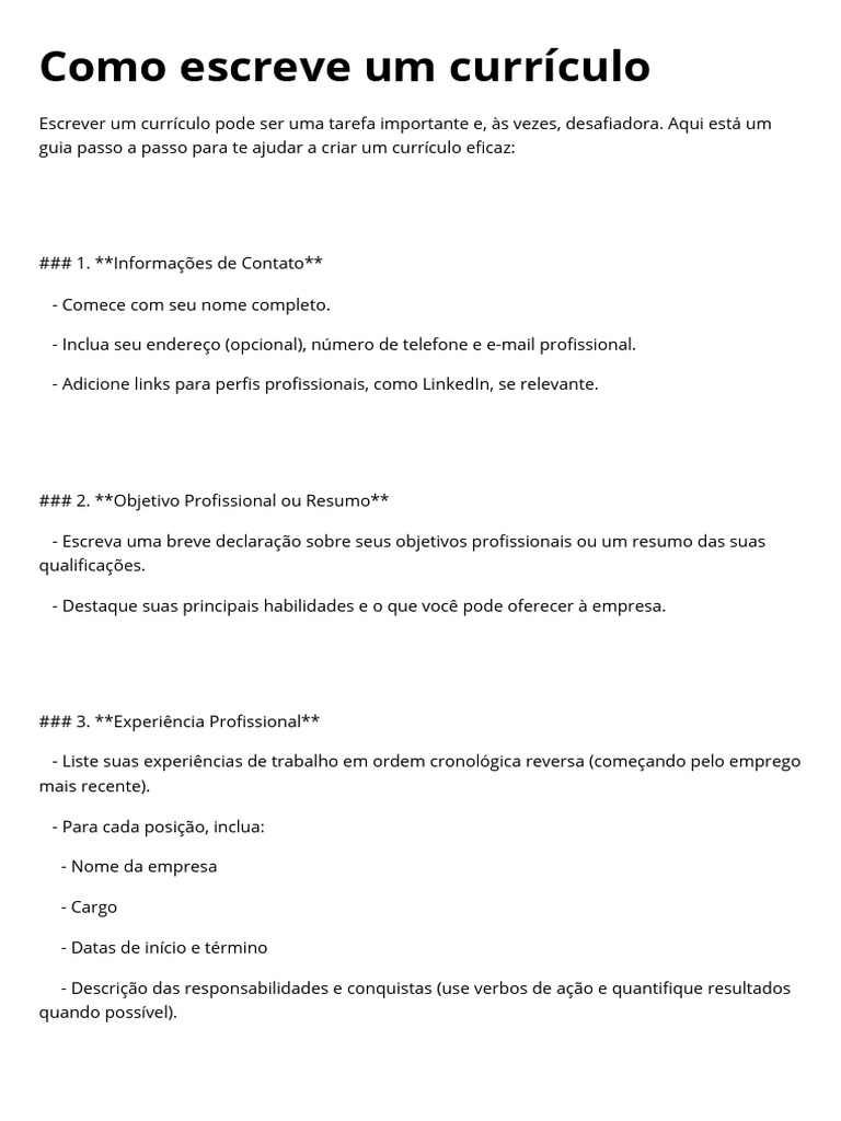 Guia Prático para Escrever Currículo | PDF