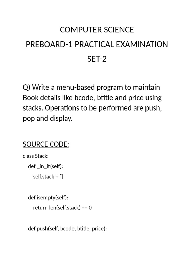 Stack-Based Book Management Program | PDF