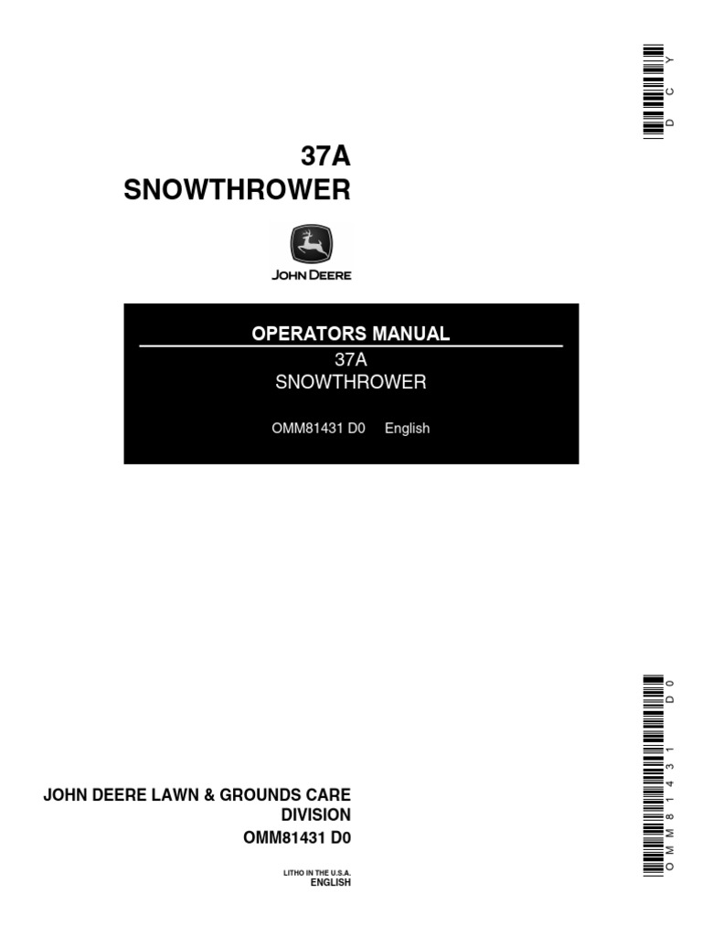 John Deere 37A Snowthrower Manual | PDF