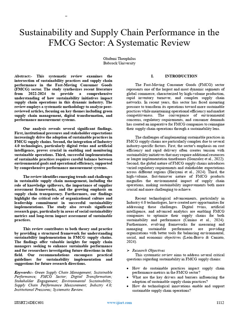 Sustainability in FMCG Supply Chains | PDF | Sustainability | Supply Chain
