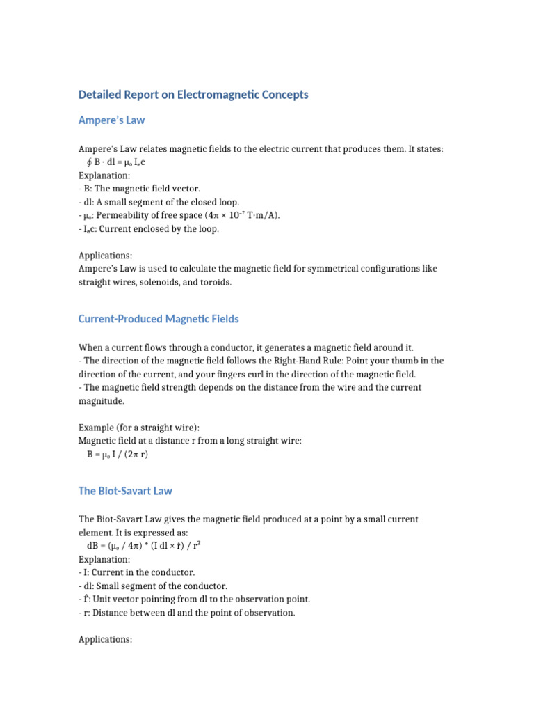 Electromagnetic Concepts Report | PDF | Electromagnetic Induction ...