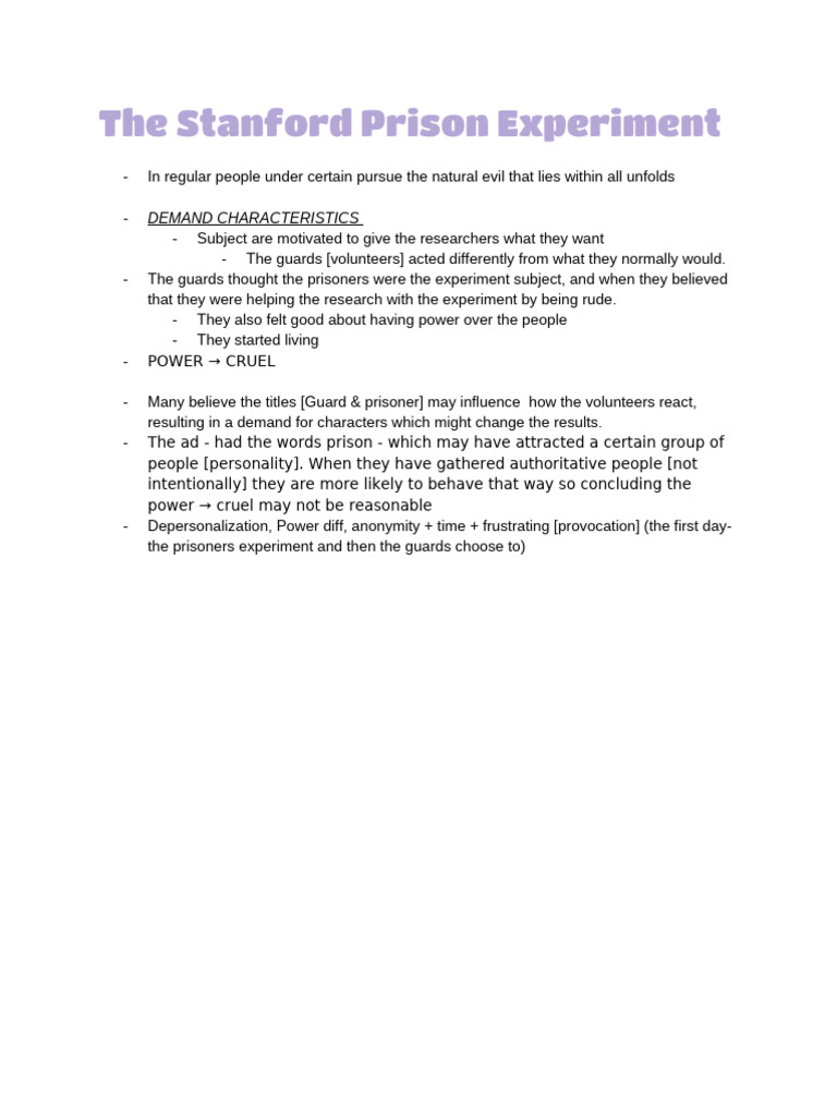 The Stanford Prison Experiment | PDF