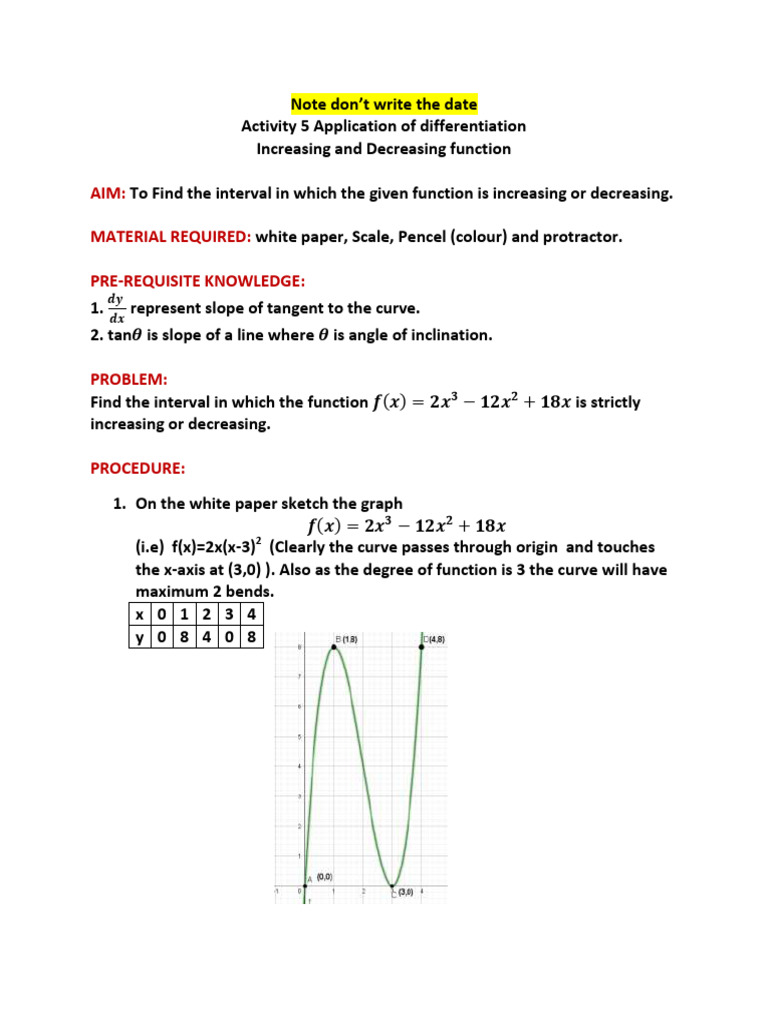 Increasing and Decreasing Activity-1 | PDF