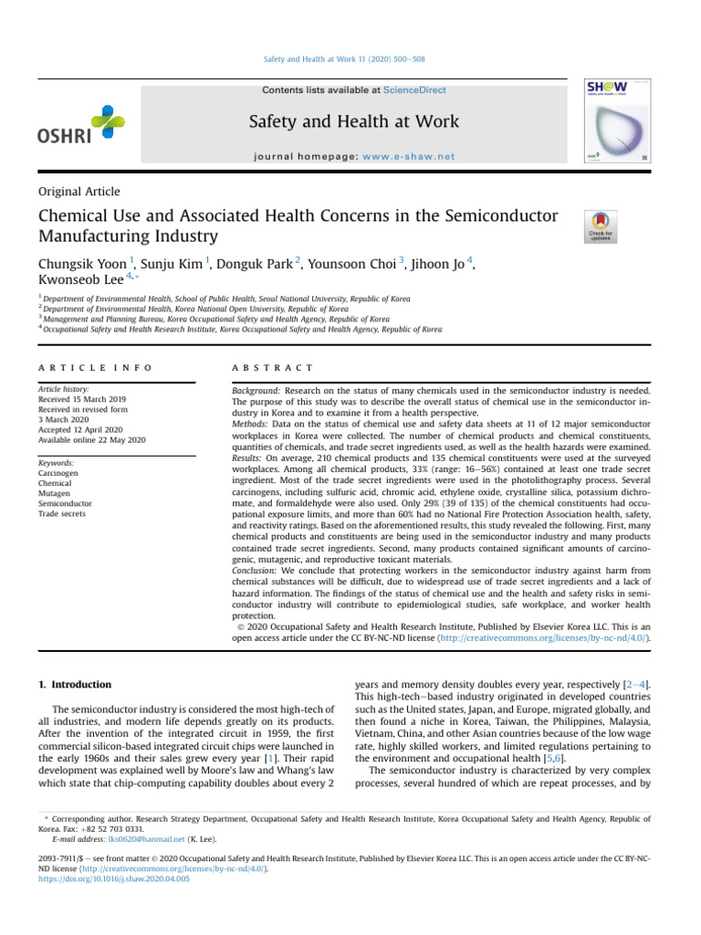 Semiconductor Industry Chemical Risks | PDF | Cmos | Mosfet