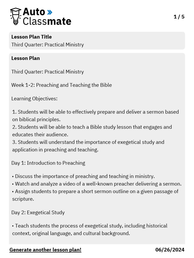 Preaching and Pastoral Care Lessons | PDF | Sermon | Lesson Plan