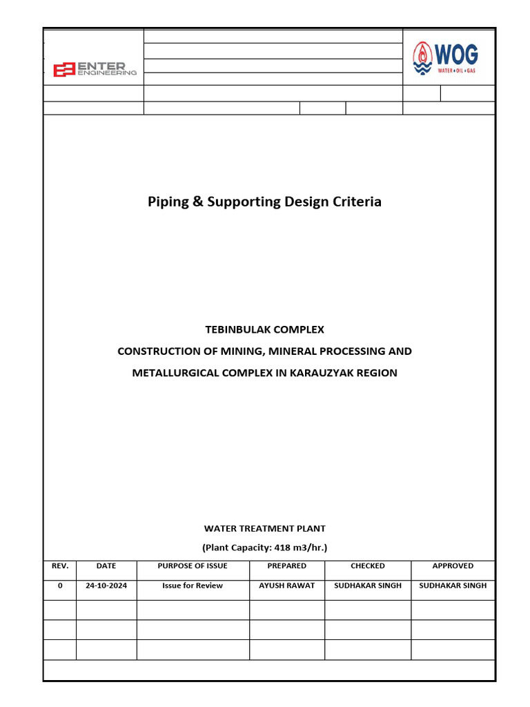 PIPING & SUPPORTING DESIGN CRITERIA | PDF | Screw | Pipe (Fluid Conveyance)