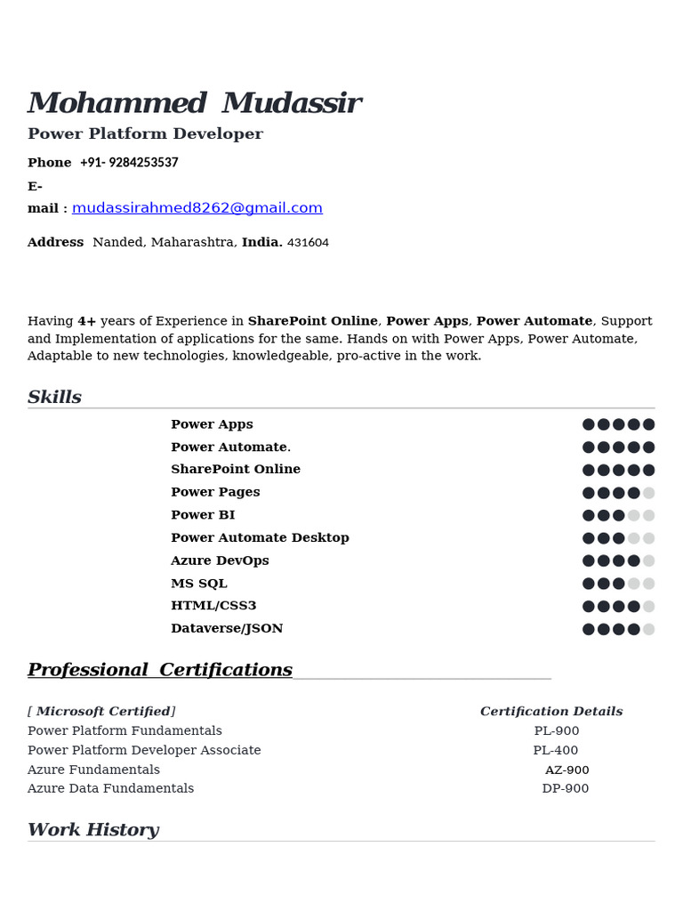 Power Platform Developer Profile: Mudassir | PDF | Share Point ...