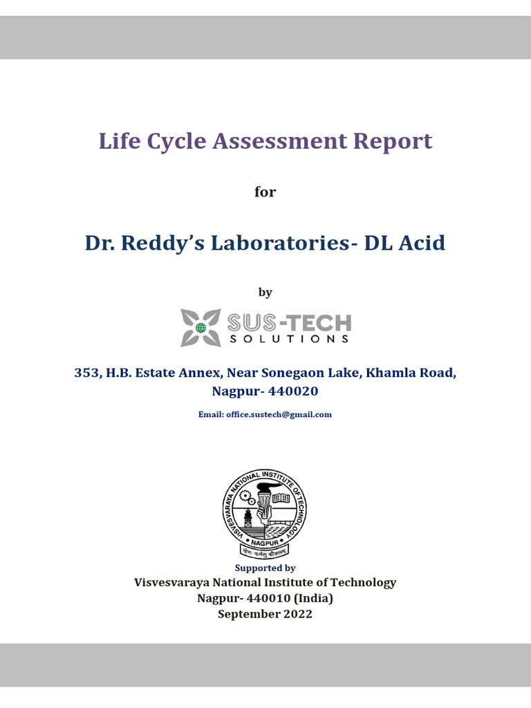 LCA Report - DR Reddy's | PDF | Life Cycle Assessment | Environmental ...