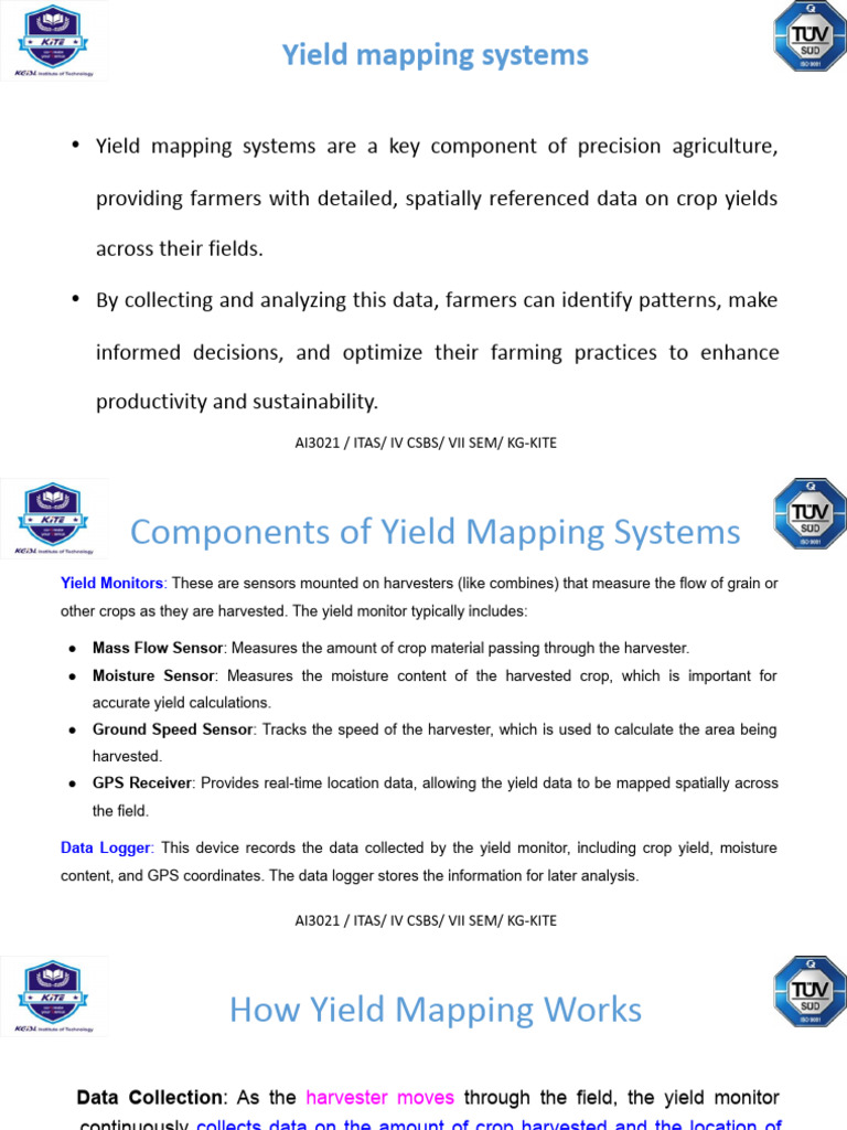 Unit I.pptx Yield Mapping System | PDF | Agriculture