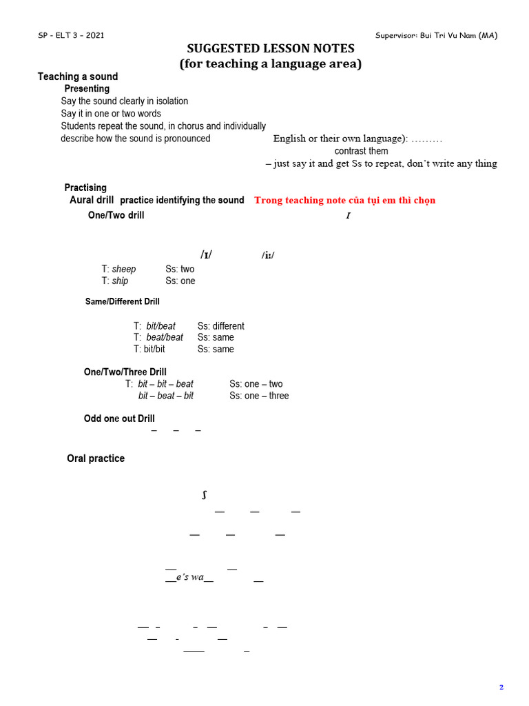 Sample Teaching Notes & Lesson Plans 2021 | PDF | Vocabulary | Linguistics