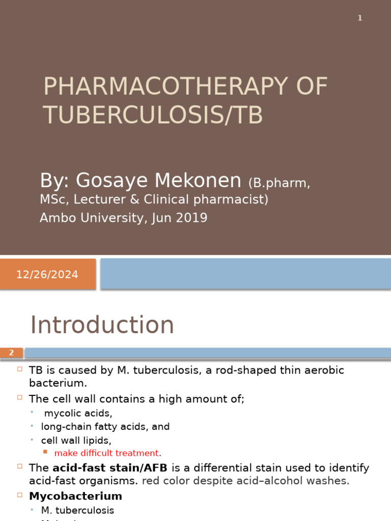 9. Pharmacotherapy of TB 2019 | PDF | Tuberculosis | Diseases And Disorders
