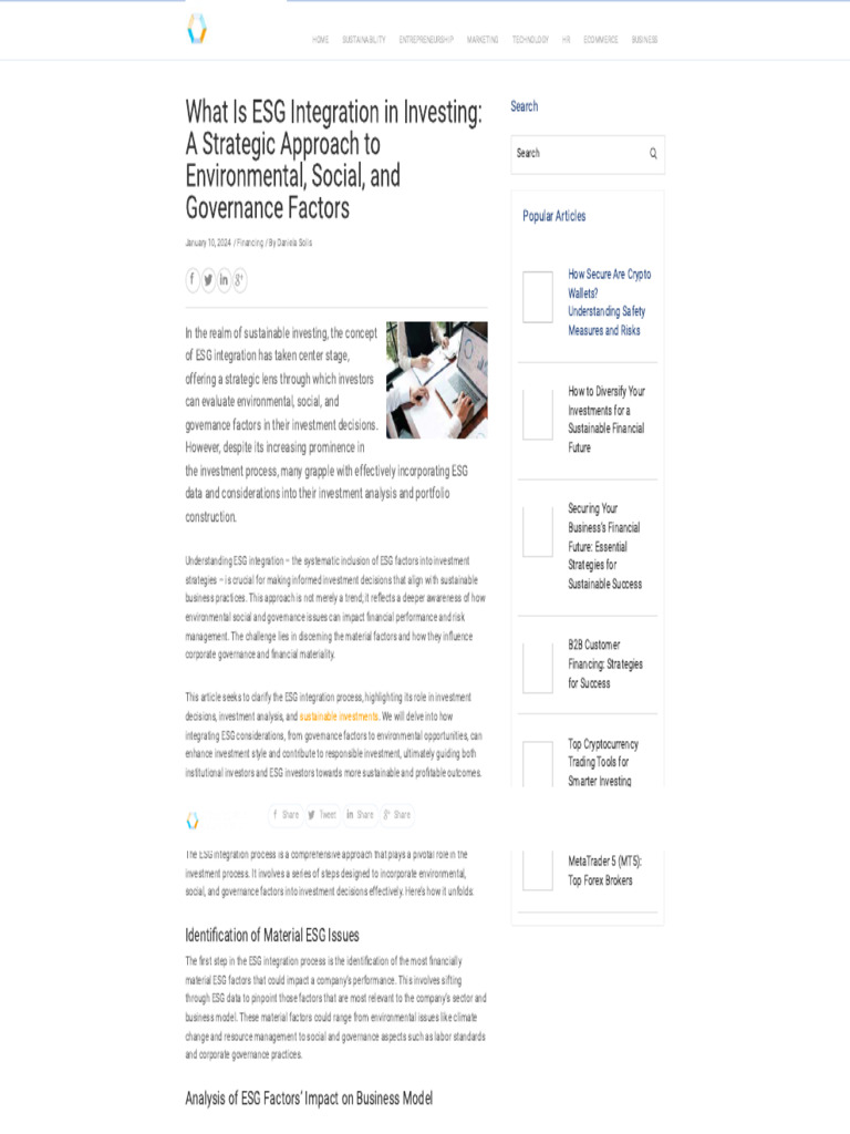 What Is ESG Integration in Investing - A.. | PDF