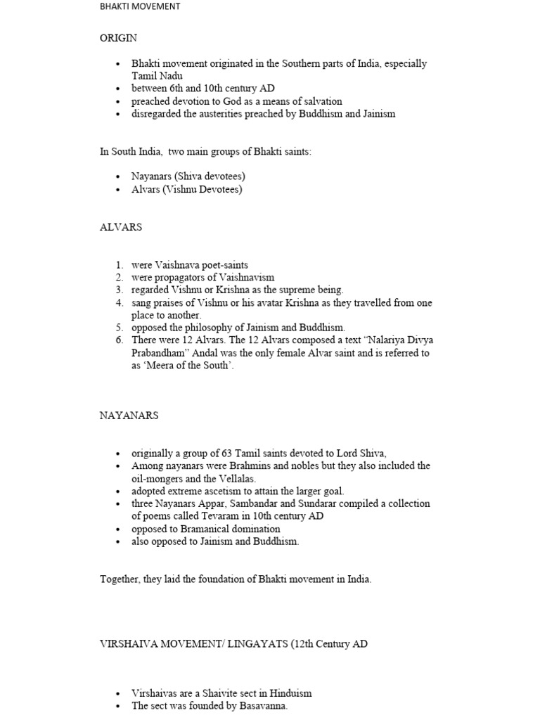 Overview of the Bhakti Movement | PDF | Vaishnavism | Bhakti Movement