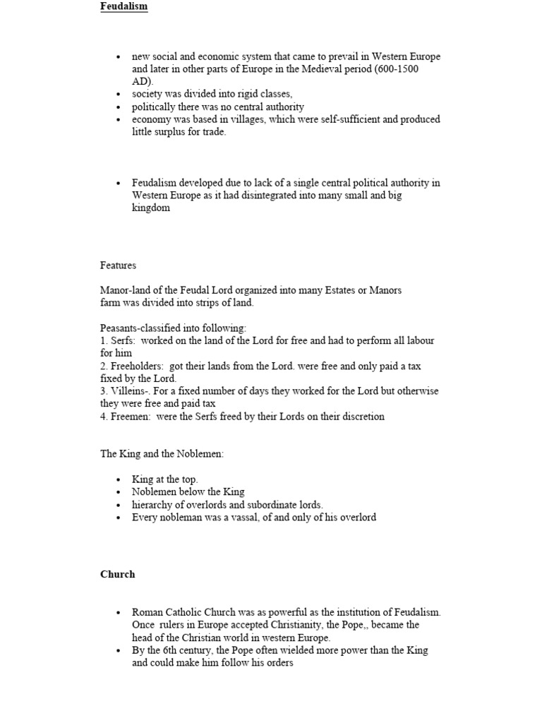 Overview of Feudalism in Medieval Europe | PDF | Serfdom | Middle Ages