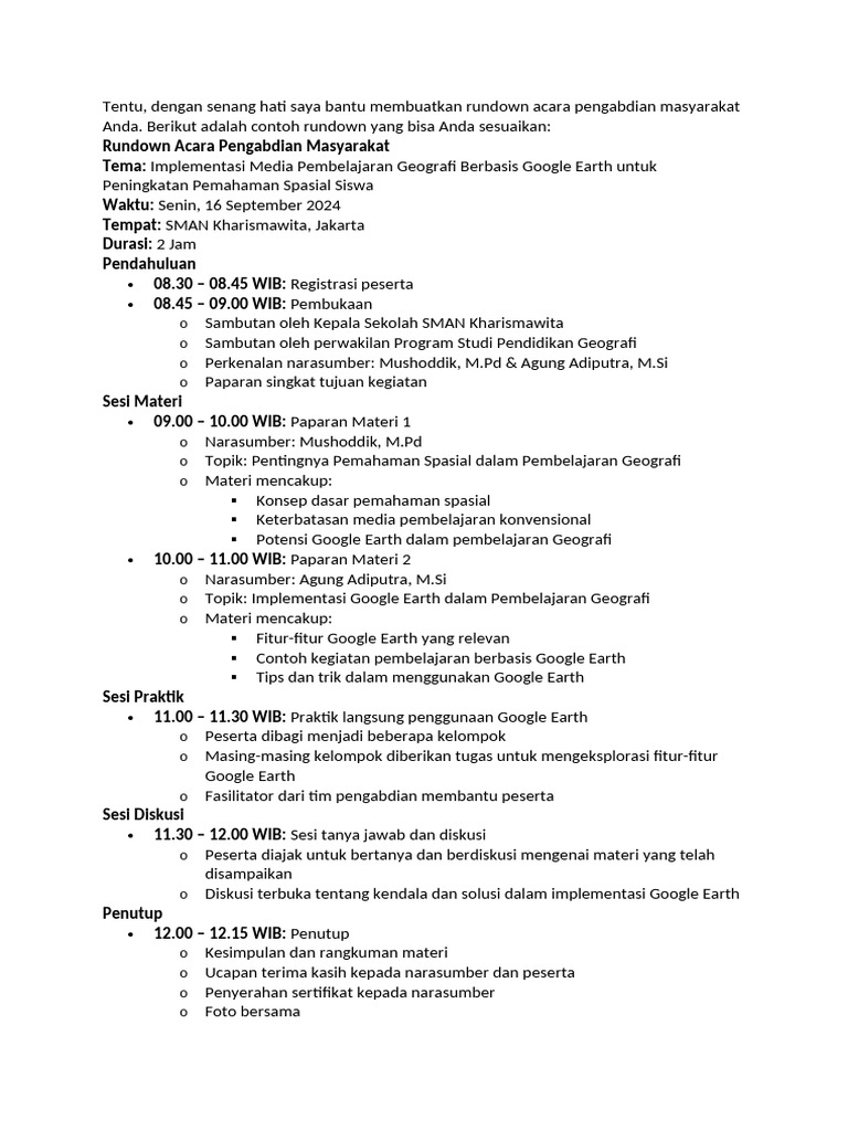Acara 2 Rundown | PDF