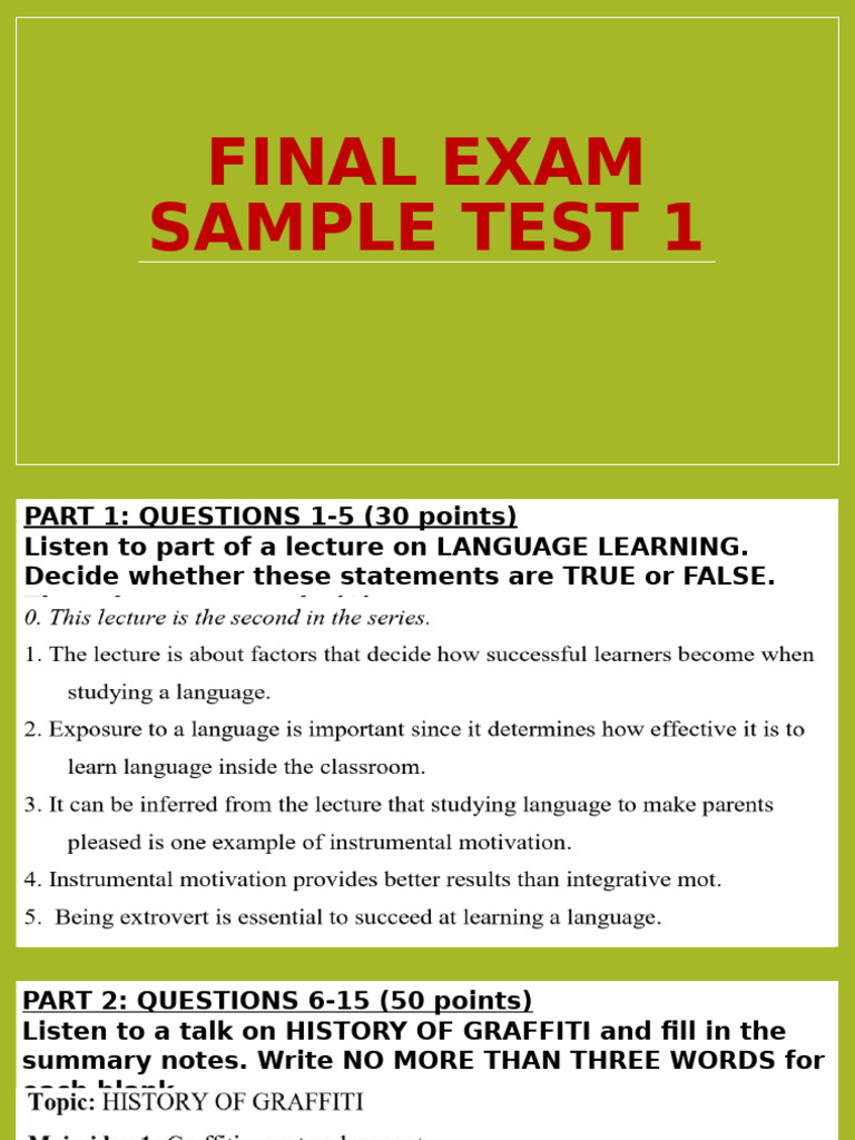 Language Learning & Graffiti Exam Guide | PDF