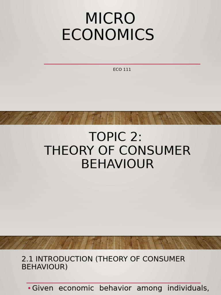 Theory of Consumer Behavior in Economics | PDF | Utility | Demand