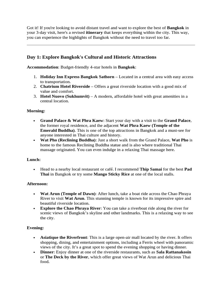Thailand Itinerary Pdf