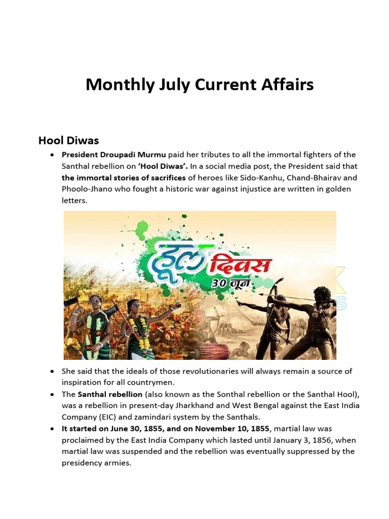 Monthly Current Affairs - July 2024 | PDF | Space Station ...